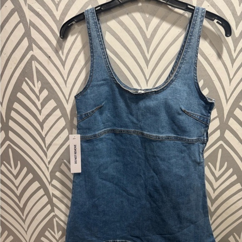 Princess Polly Denim Mini Dress Blue Tank Scoop Neck Sleeveless 0 - Picture 7 of 8
